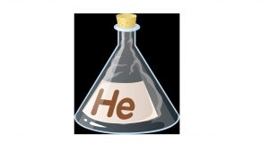 Conical flask labelled helium