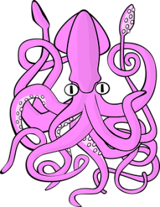 Giant cartoon squid